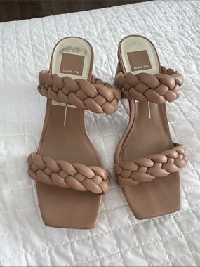 Dolce Vita Braided Double-Strap Slide Sandals in Taupe